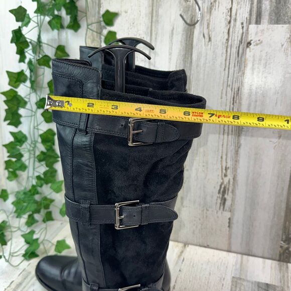 Cole Haan Air Avalon Riding Black Leather Suede Knee Boots D32497 Buckle 9B - Picture 9 of 11